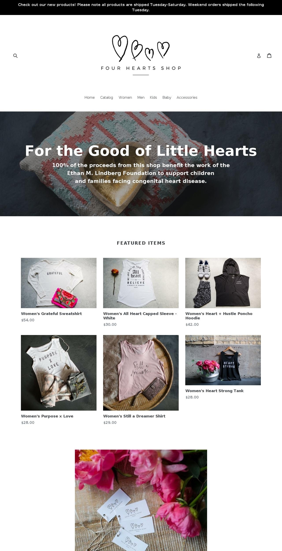 fourheartsshop.com — Shopify storefront screenshot