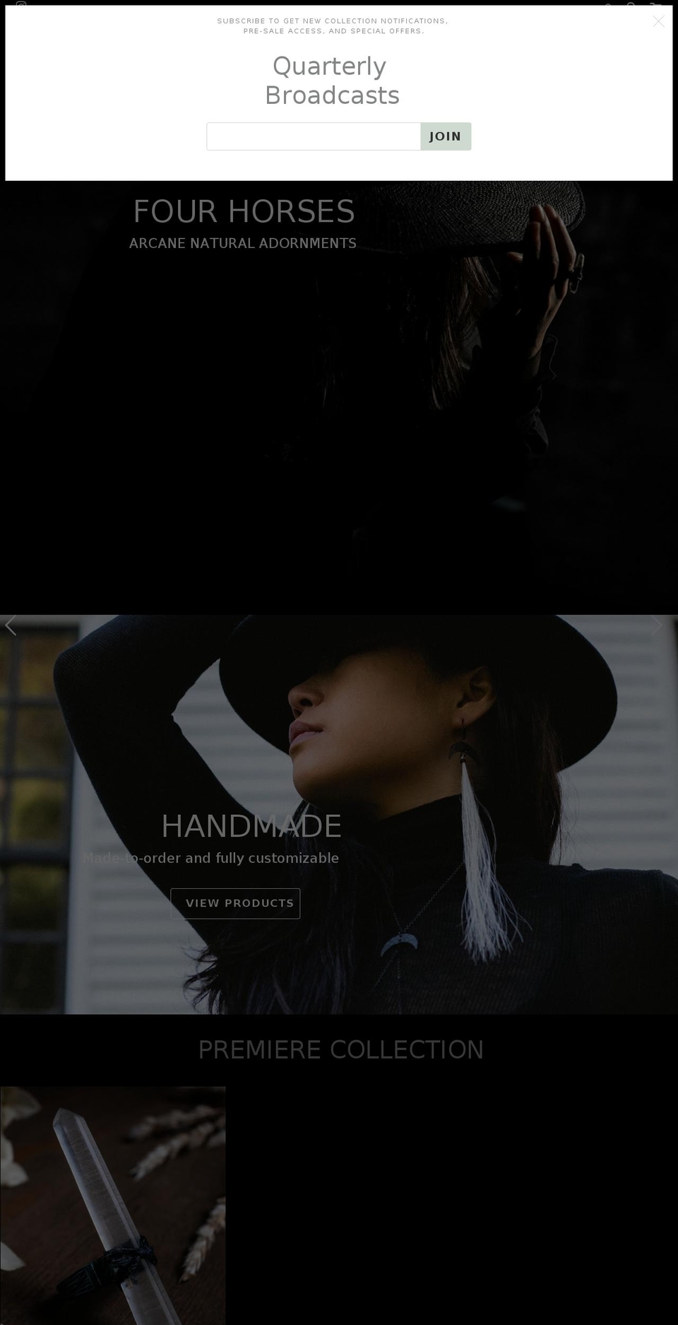 fourhorsesshop.com shopify website screenshot