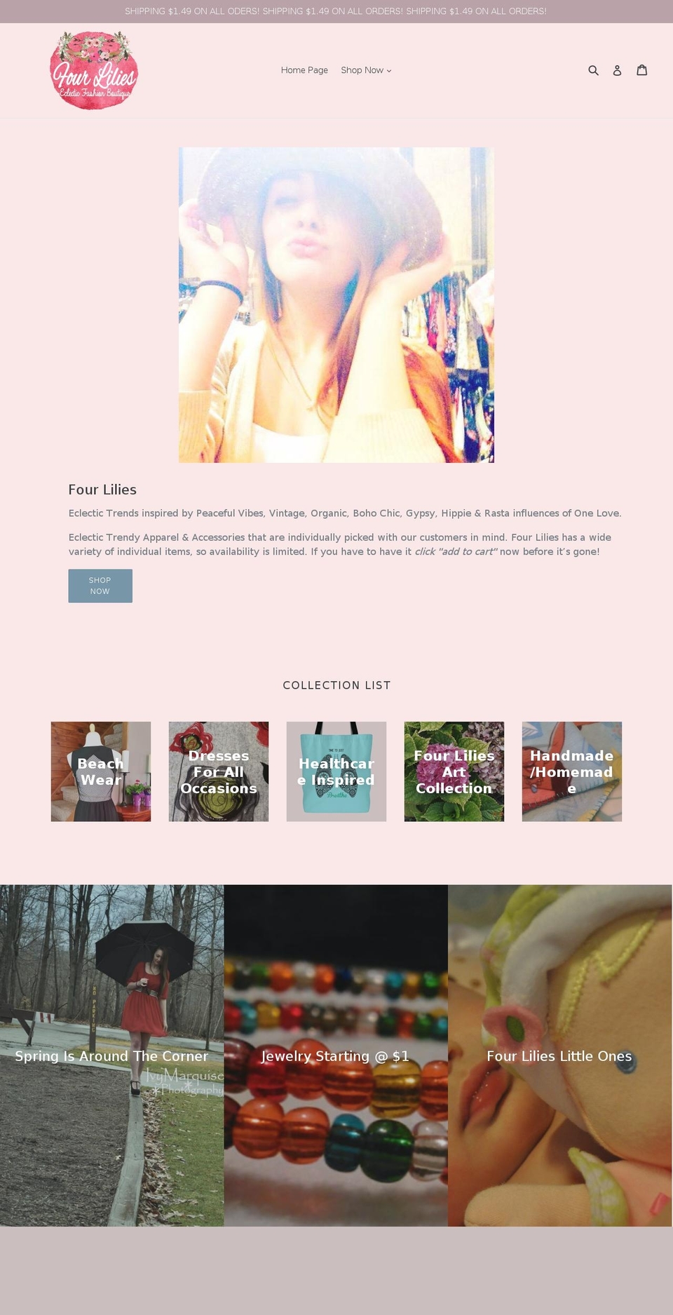 fourlilies.com — Shopify storefront screenshot