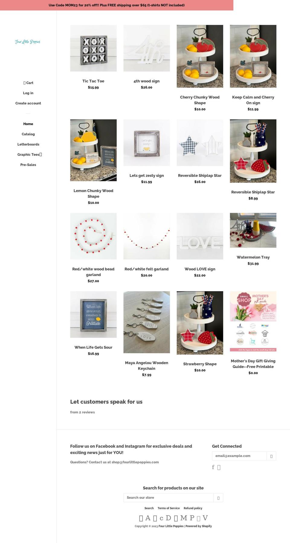 fourlittlepoppies.com shopify website screenshot