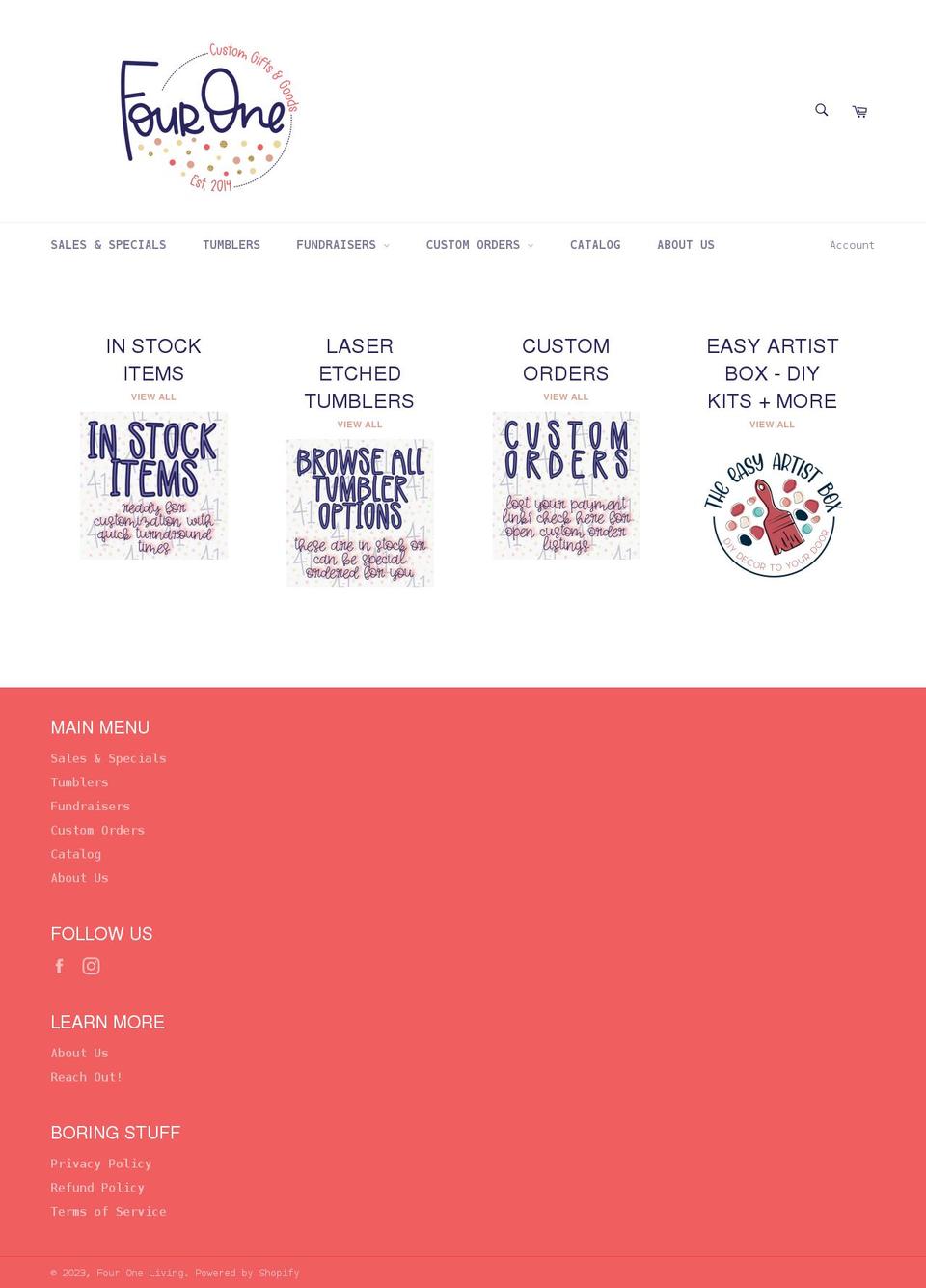 fouroneliving.com shopify website screenshot