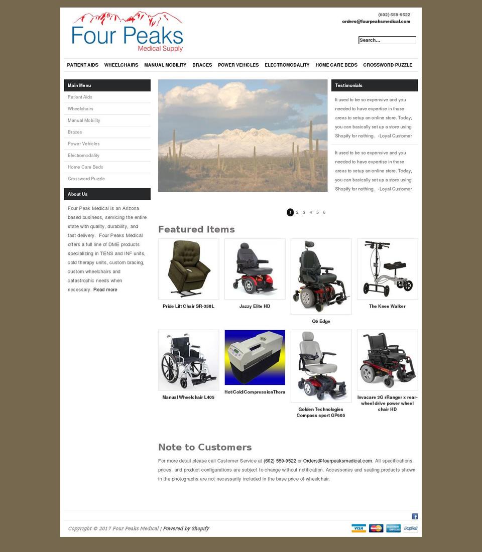 fourpeaksmedical.com shopify website screenshot