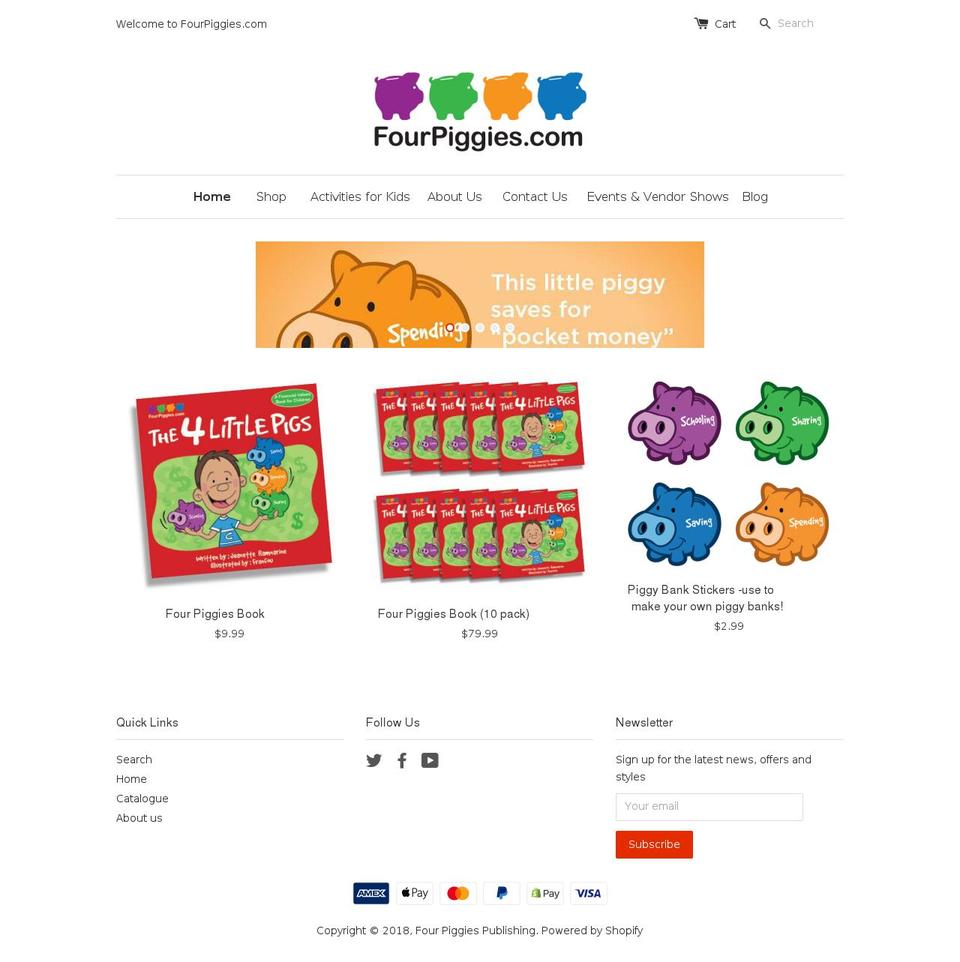 fourpiggies.com — Shopify storefront screenshot