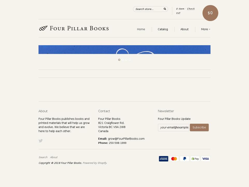 fourpillarbooks.com — Shopify storefront screenshot