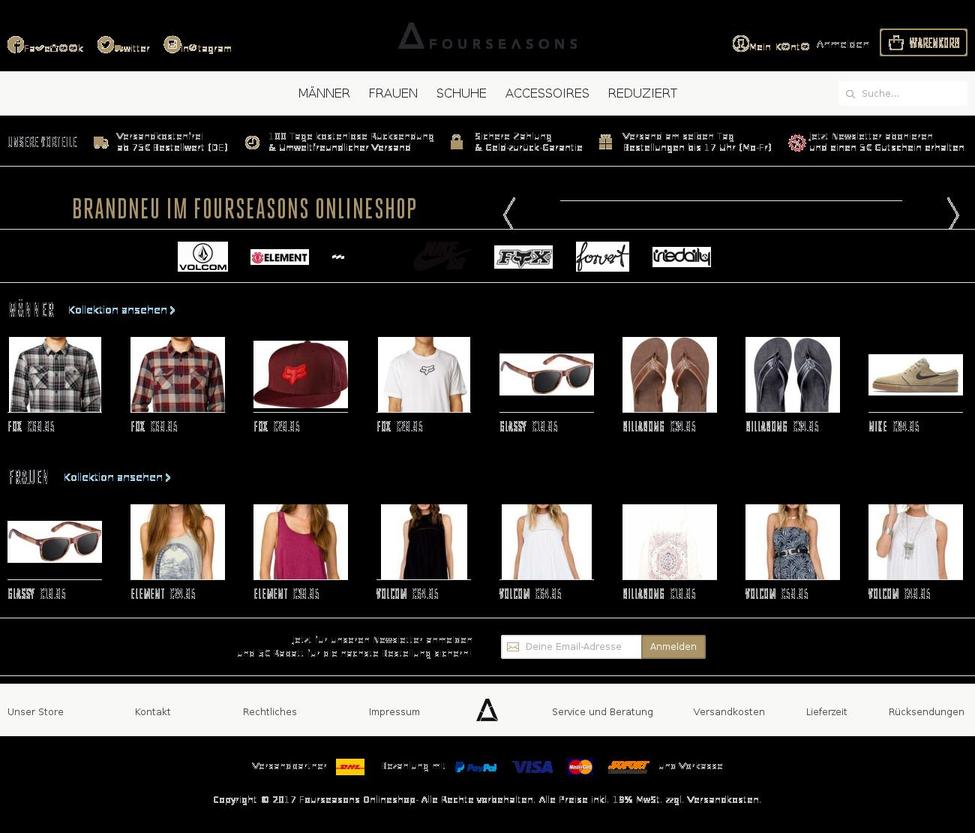 fourseasons-clothing.de shopify website screenshot