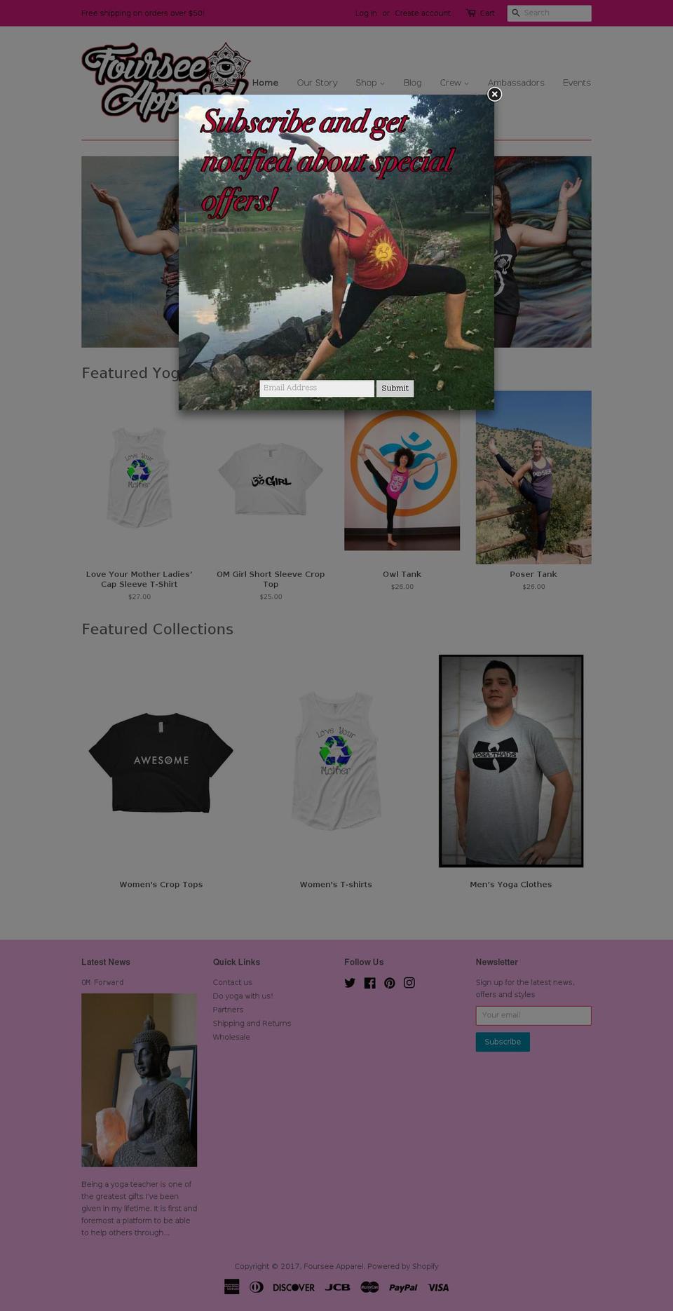 fourseeapparel.com shopify website screenshot