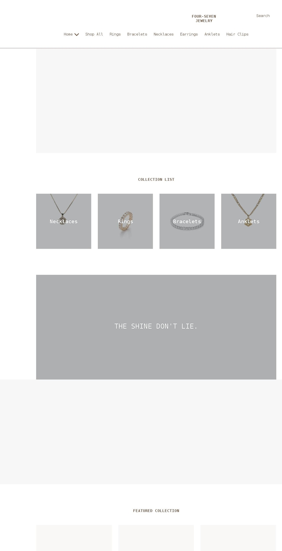 foursevenjewelry.com shopify website screenshot