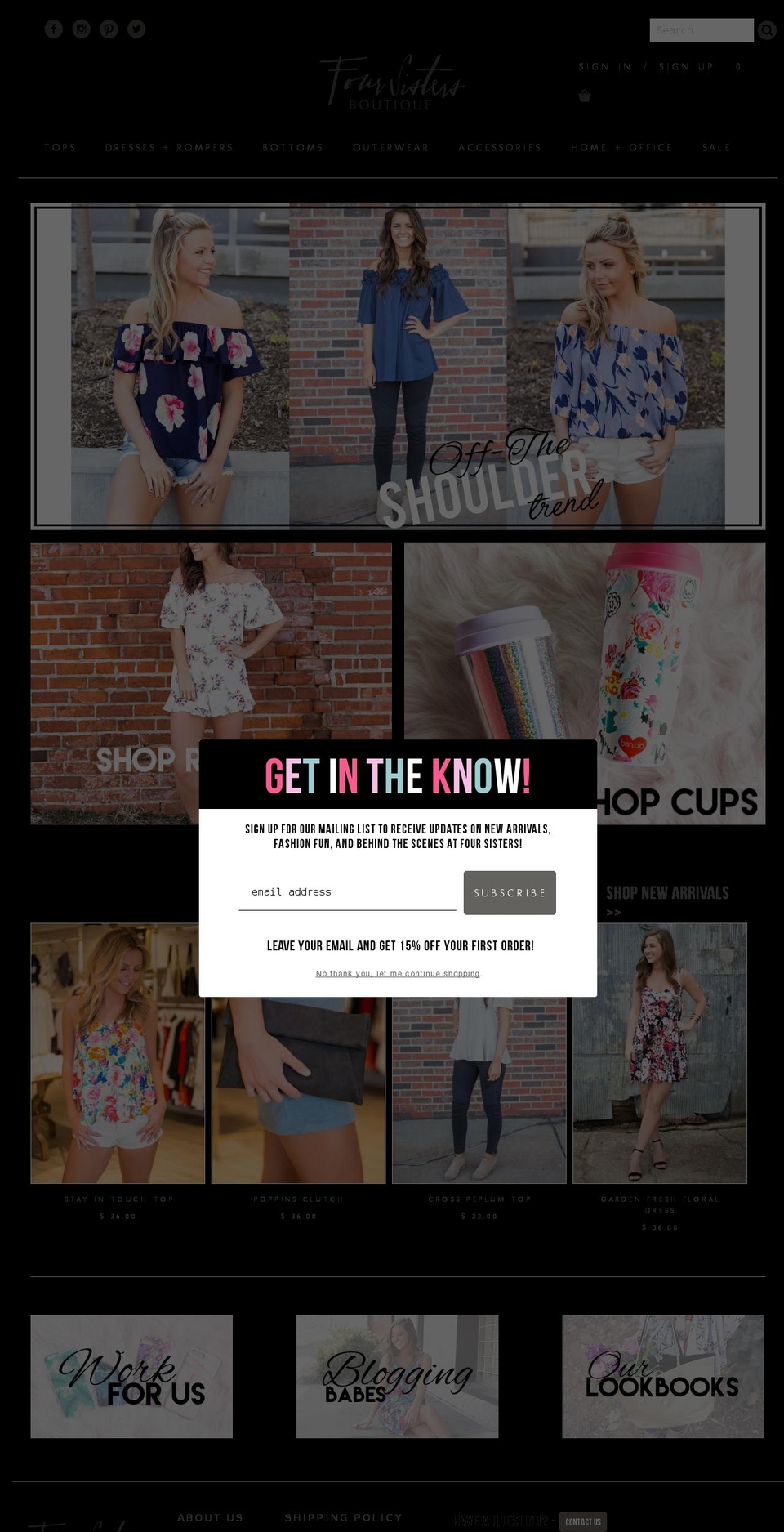 foursistersboutique.com shopify website screenshot