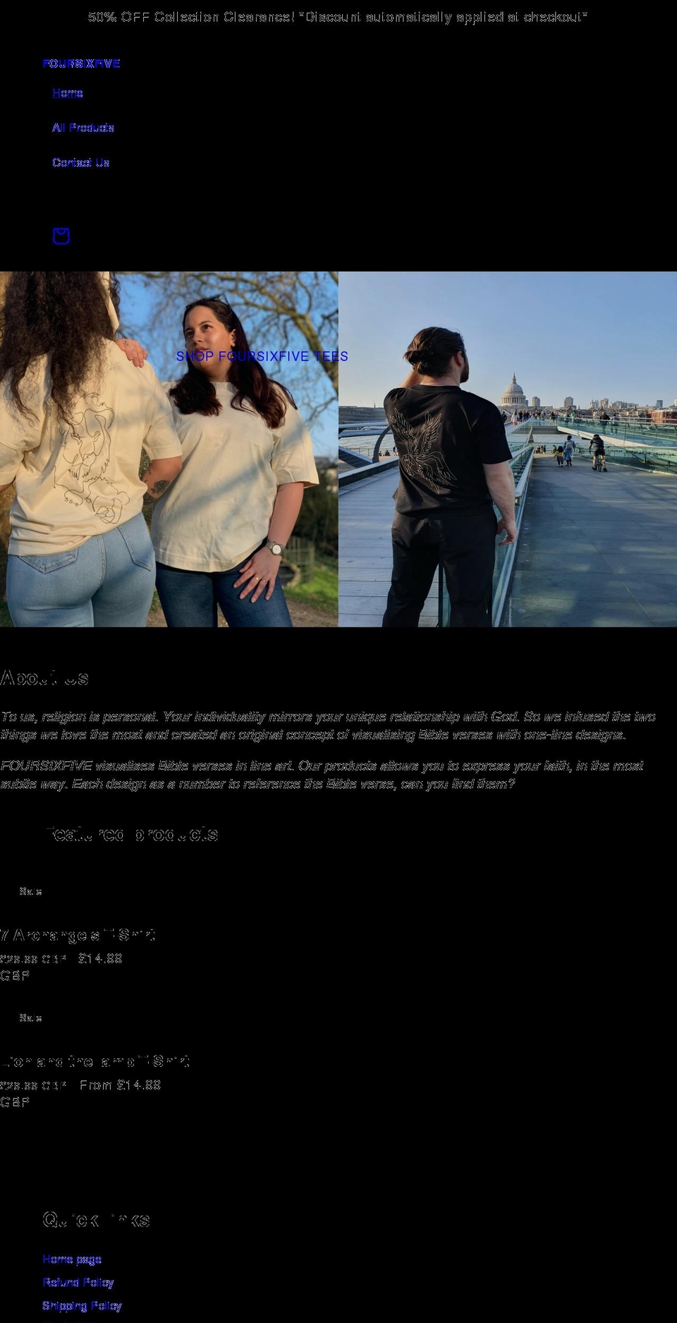 foursixfive.co.uk shopify website screenshot