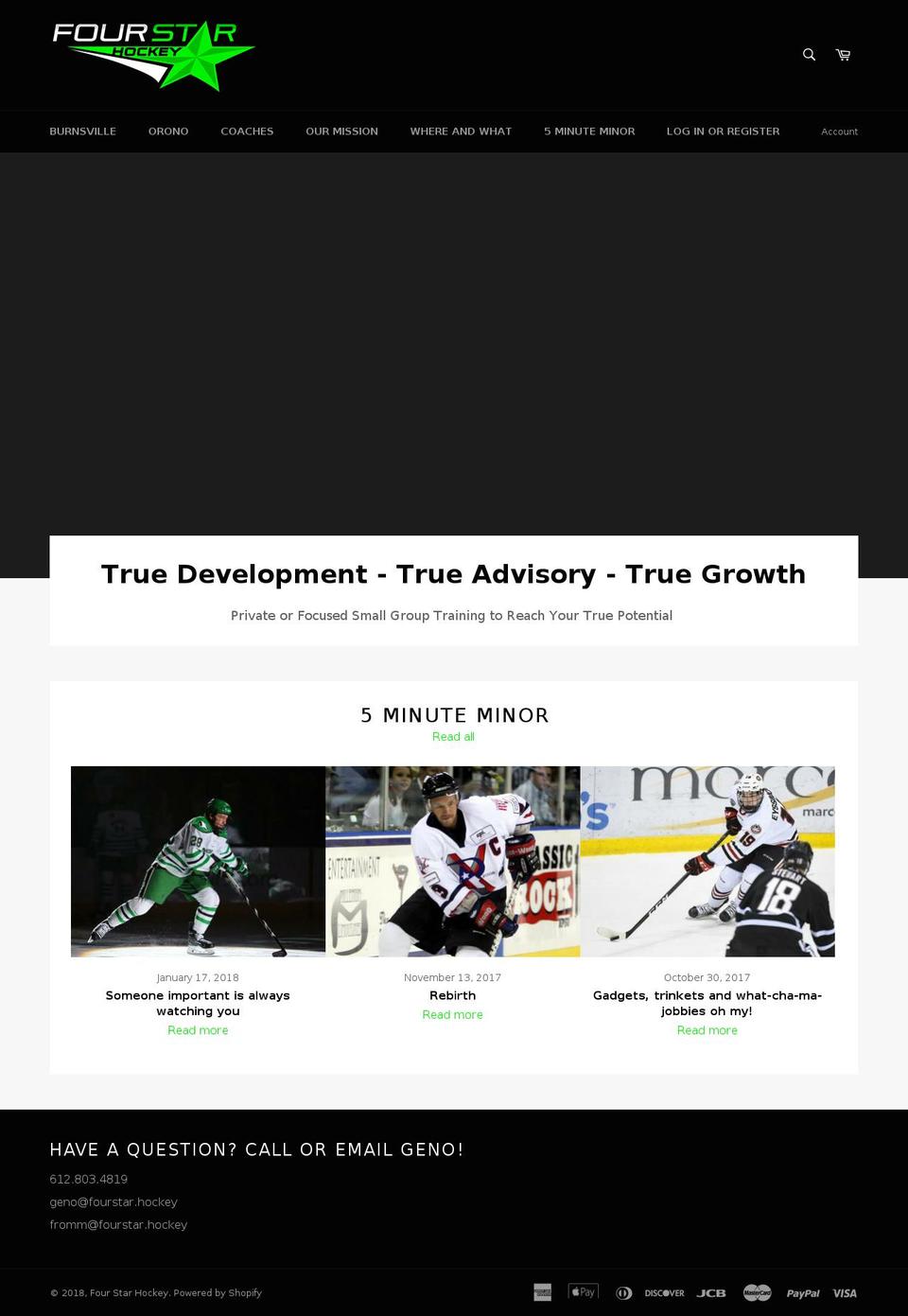 fourstarhockey.com — Shopify storefront screenshot