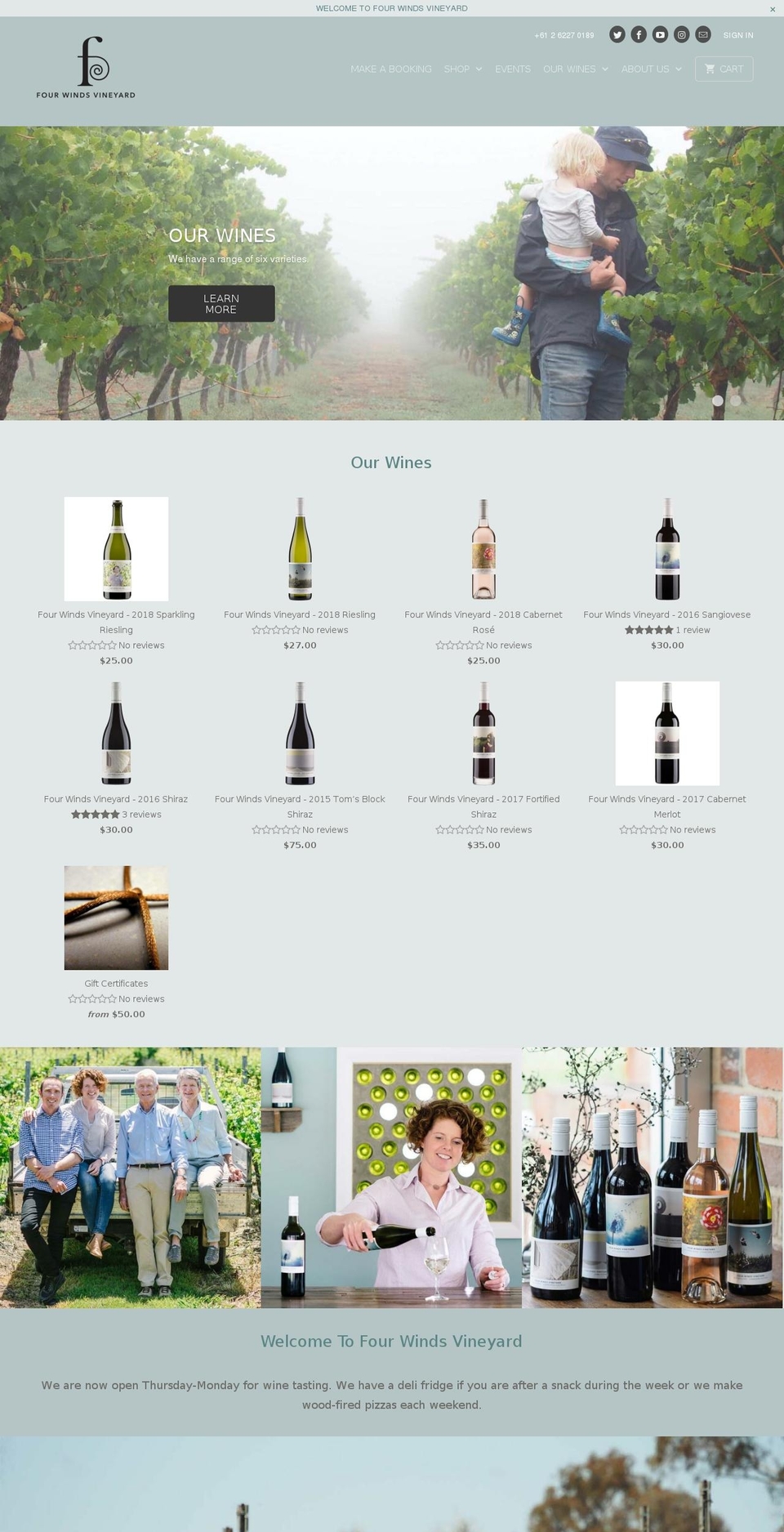 fourwindsvineyard.com.au shopify website screenshot