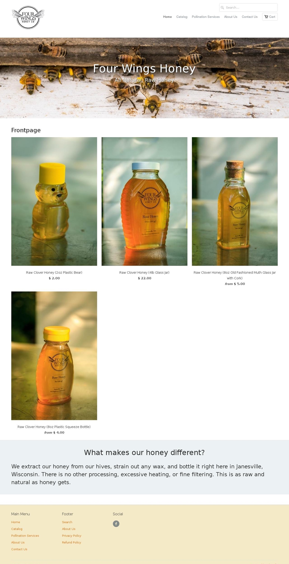 fourwingshoney.com shopify website screenshot