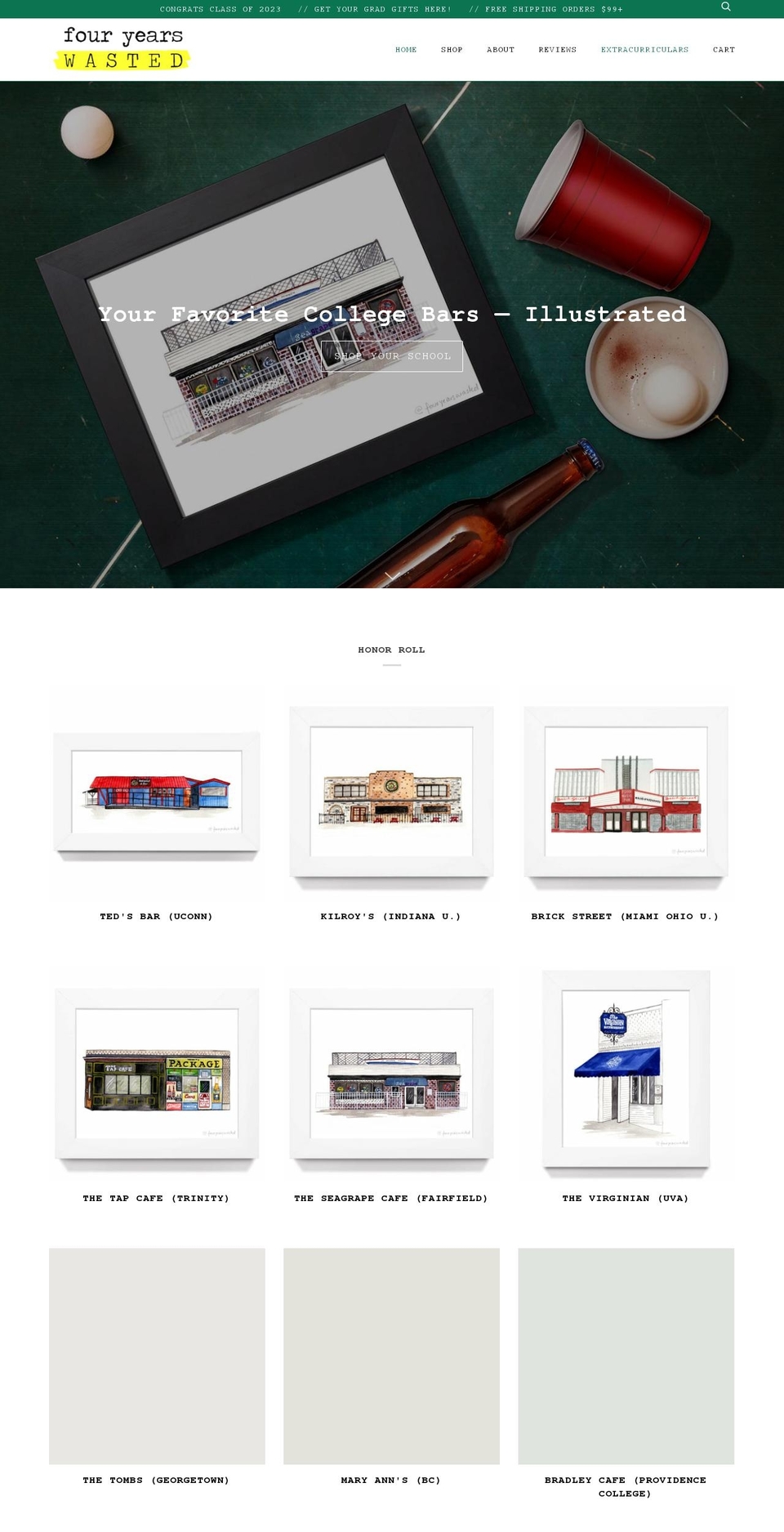 fouryearswasted.com shopify website screenshot