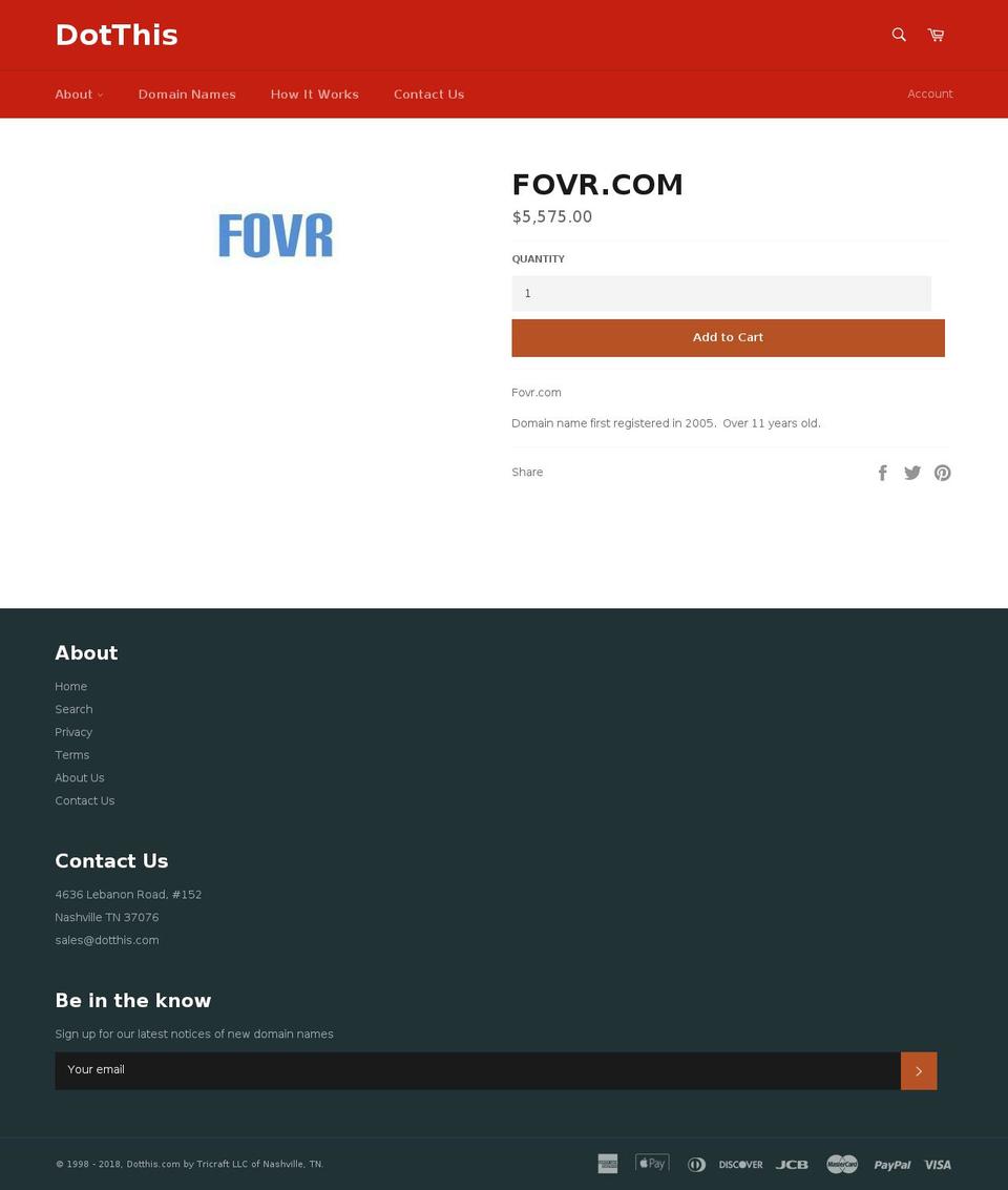 fovr.com — Shopify storefront screenshot