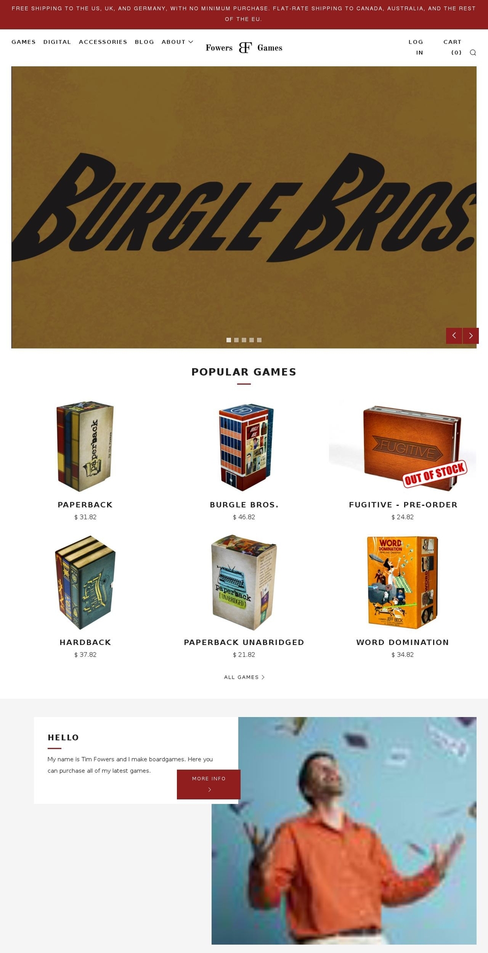 fowers.games shopify website screenshot