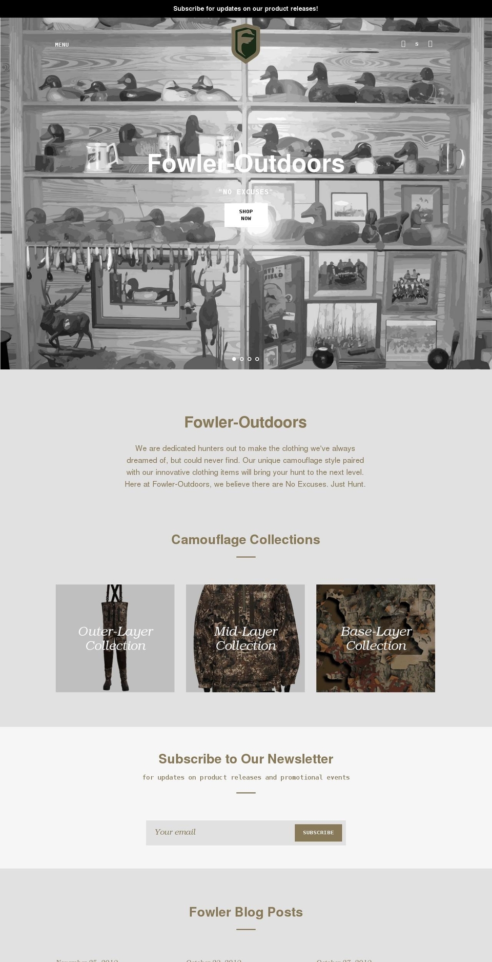 fowler-outdoors.com shopify website screenshot