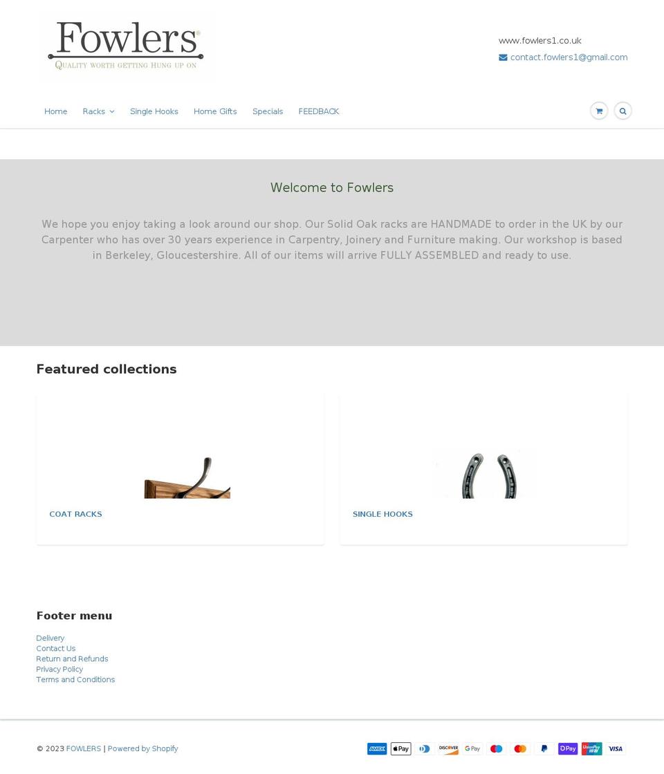 fowlers1.co.uk shopify website screenshot