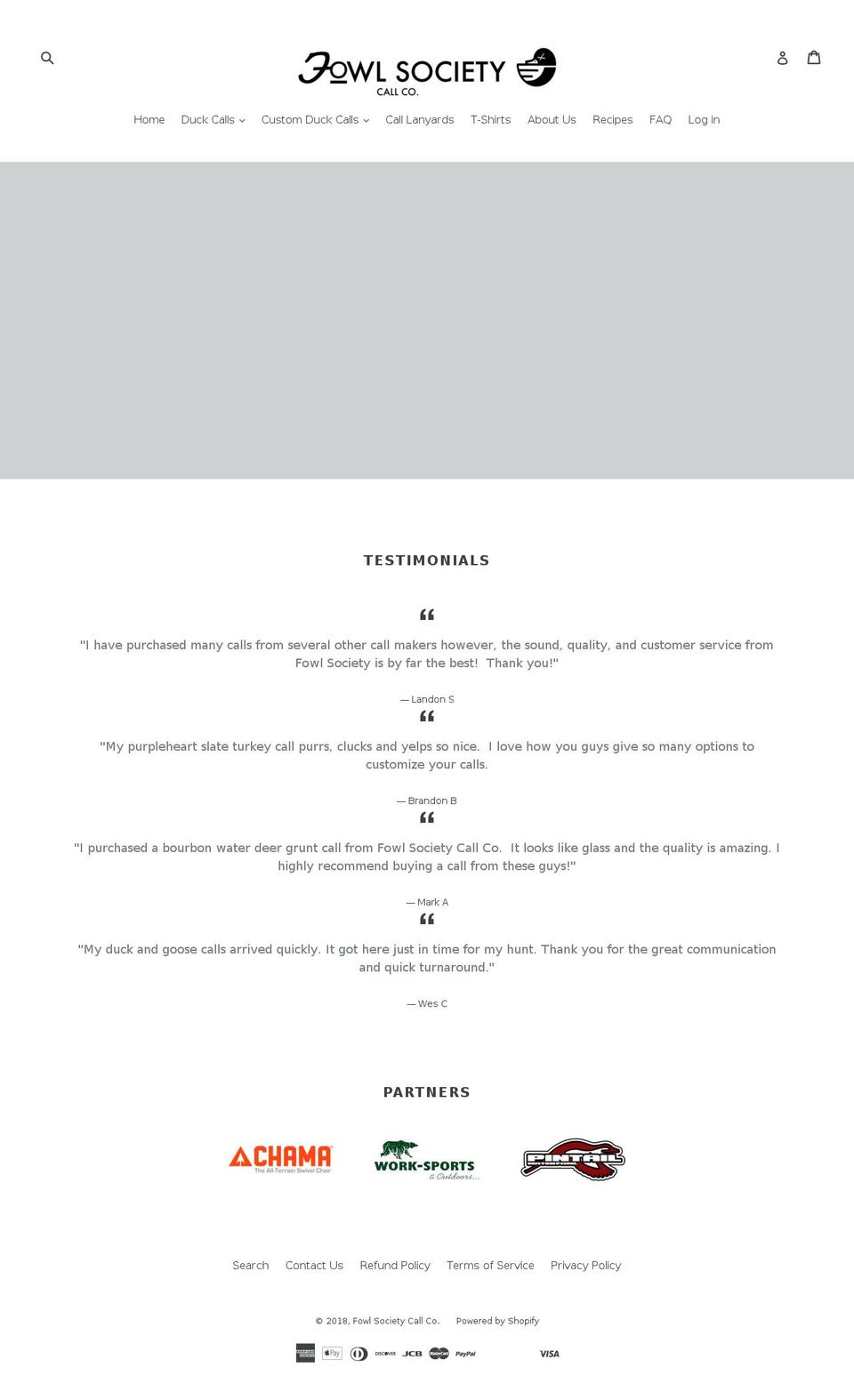 fowlsociety.com — Shopify storefront screenshot