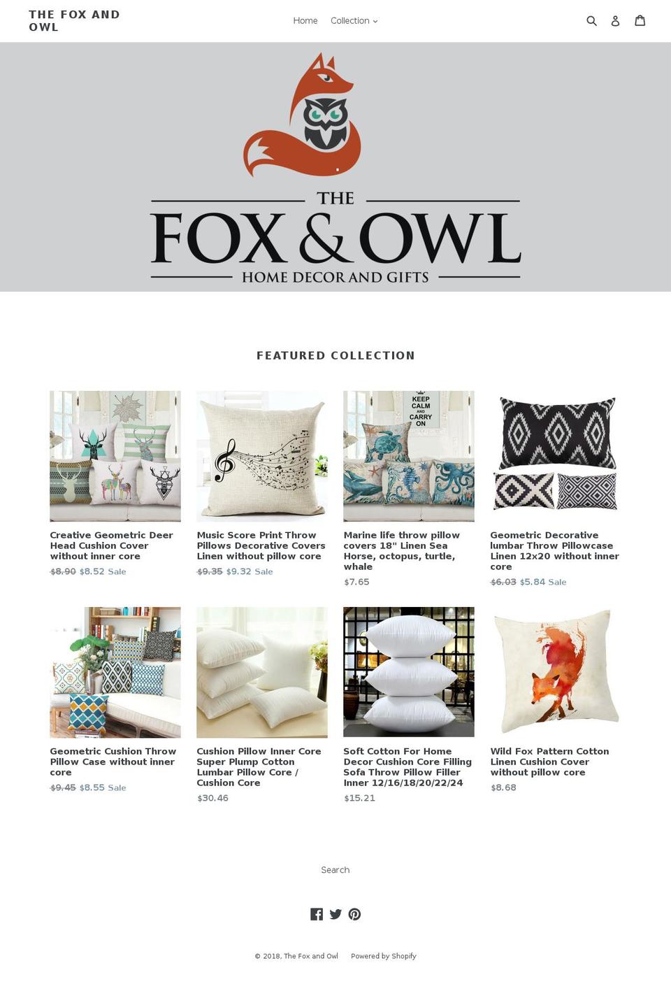 fox-n-owl.com — Shopify storefront screenshot