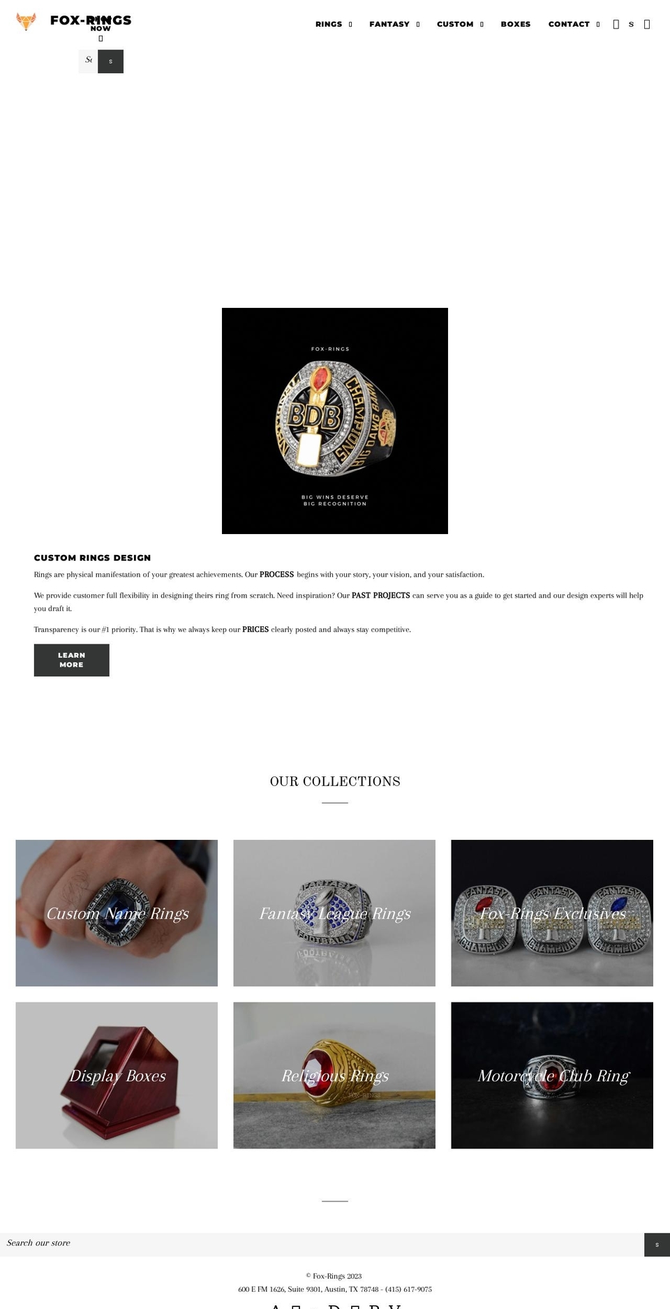 fox-rings.com shopify website screenshot