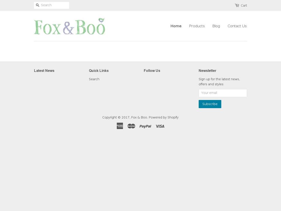 foxandboo.com shopify website screenshot
