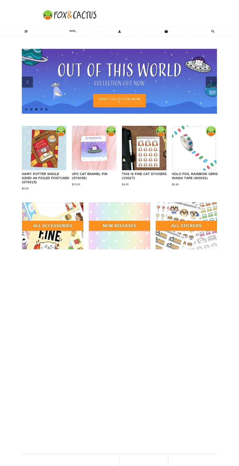 foxandcactus.com — Shopify storefront screenshot