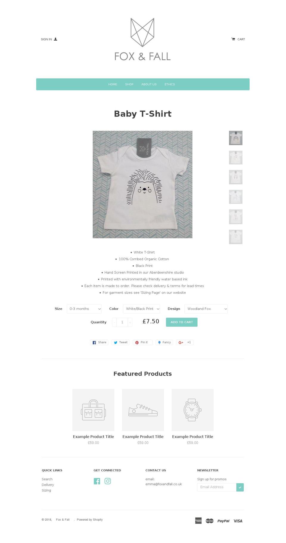 foxandfall.co.uk shopify website screenshot