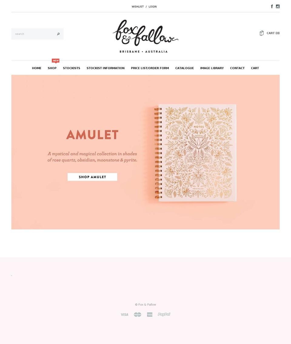 foxandfallowwholesale.com — Shopify storefront screenshot