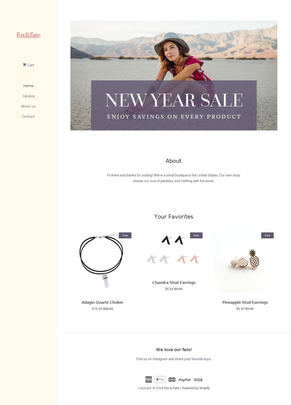 foxandfate.com — Shopify storefront screenshot
