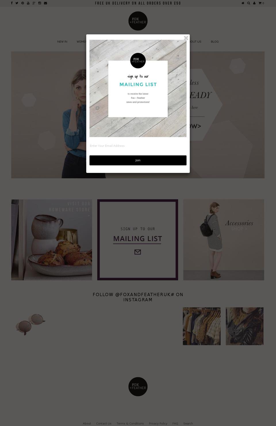 foxandfeather.co.uk shopify website screenshot