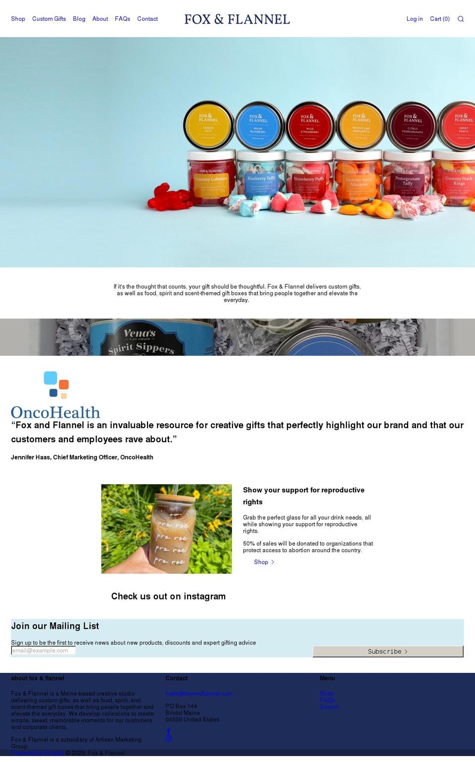 foxandflannel.com shopify website screenshot
