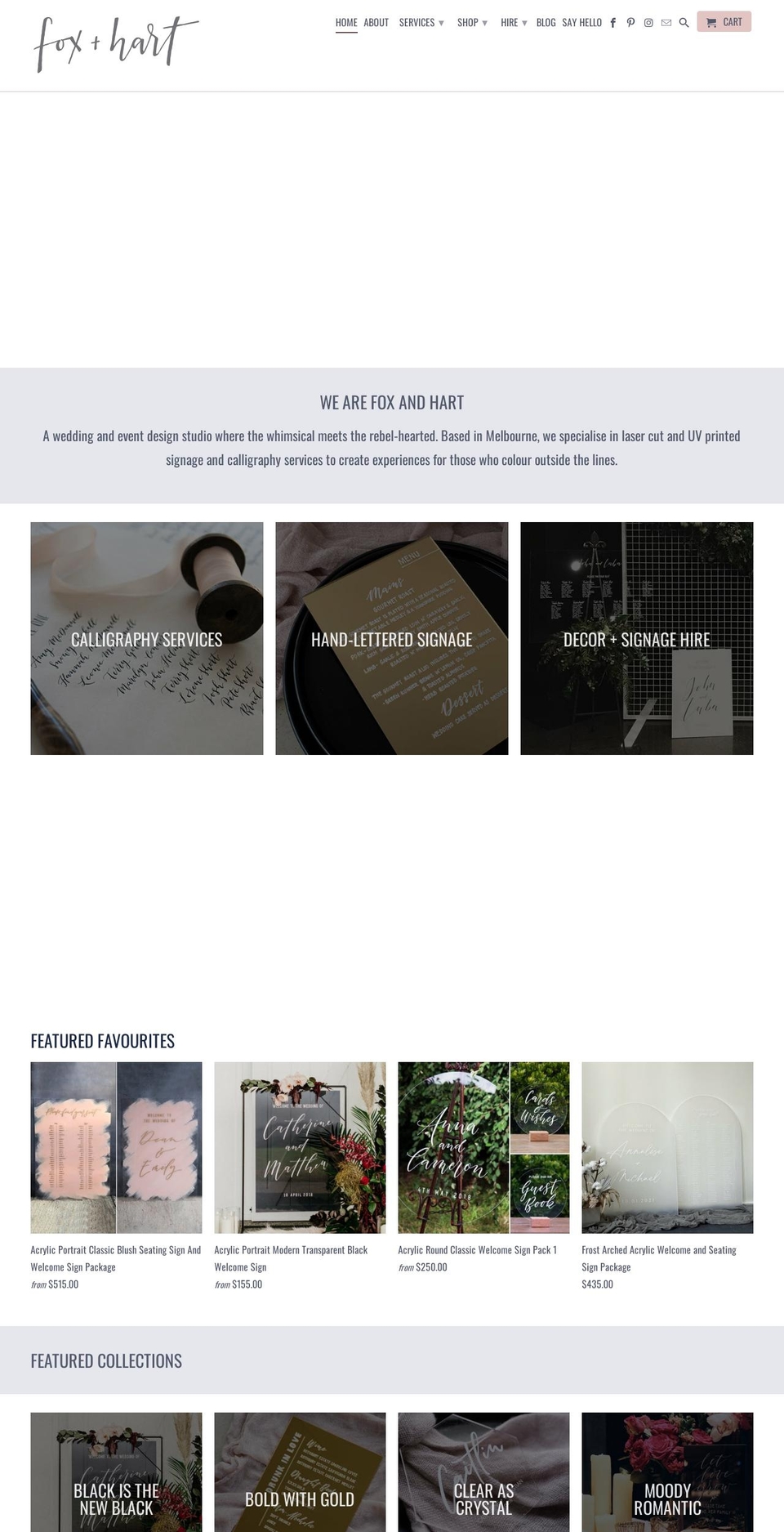 foxandhart.com.au shopify website screenshot