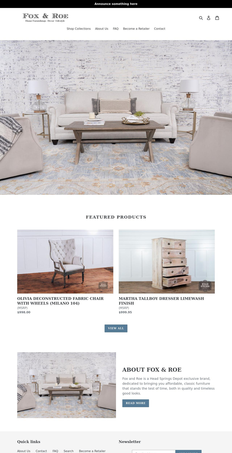 foxandroe.com shopify website screenshot