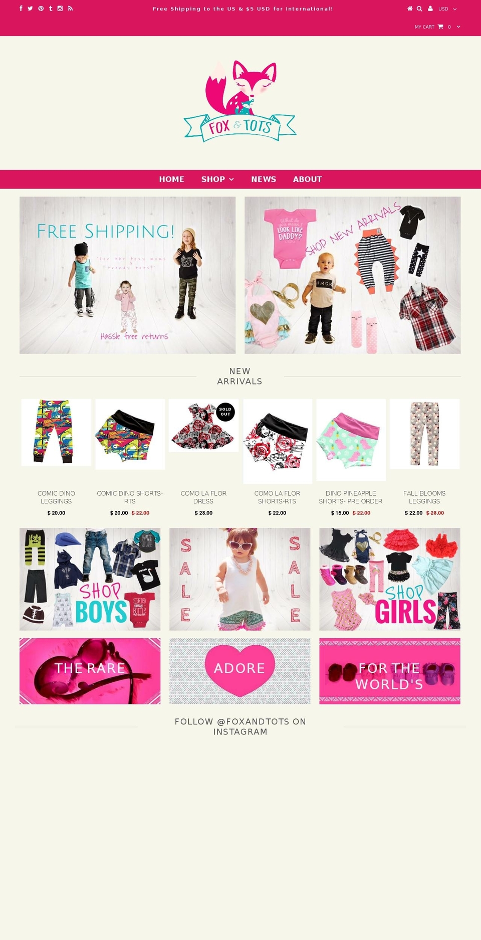 foxandtots.com — Shopify storefront screenshot