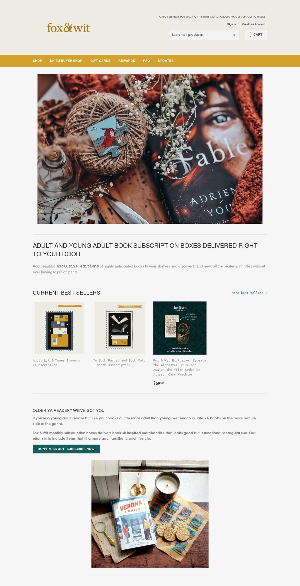 foxandwit.com shopify website screenshot