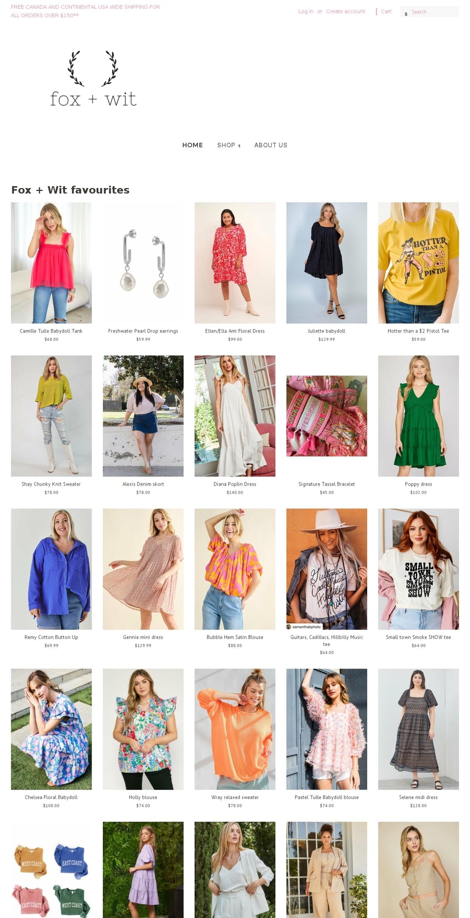 foxandwitboutique.com — Shopify storefront screenshot