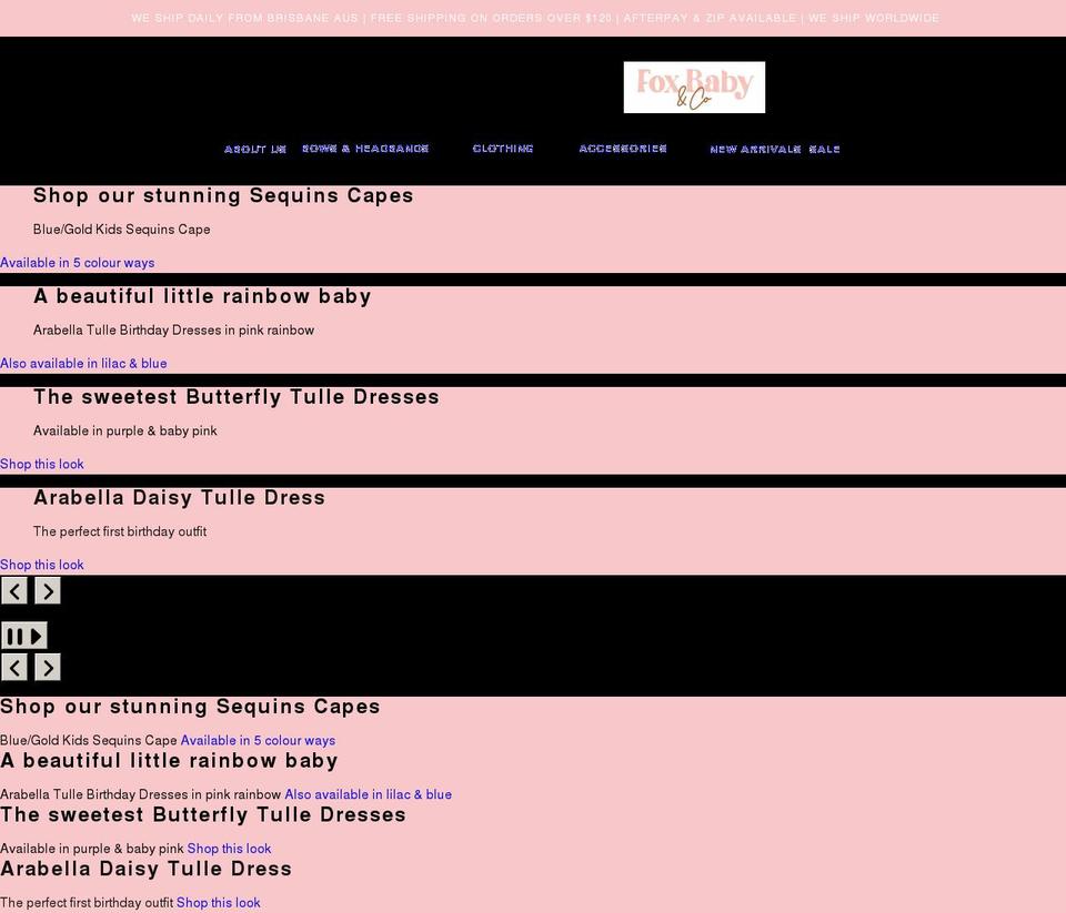 foxbabyandco.com.au shopify website screenshot