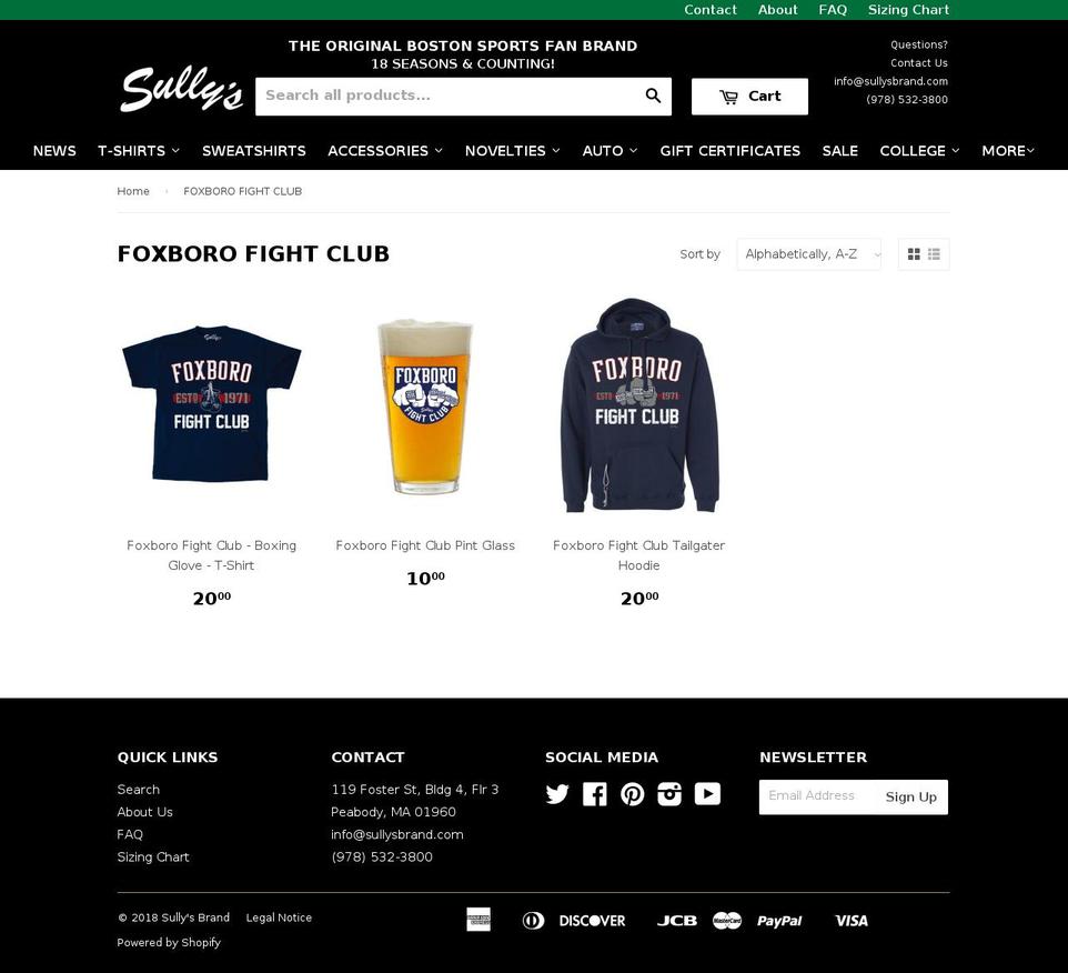Sully's Brand Shopify theme site example foxborofightclub.com