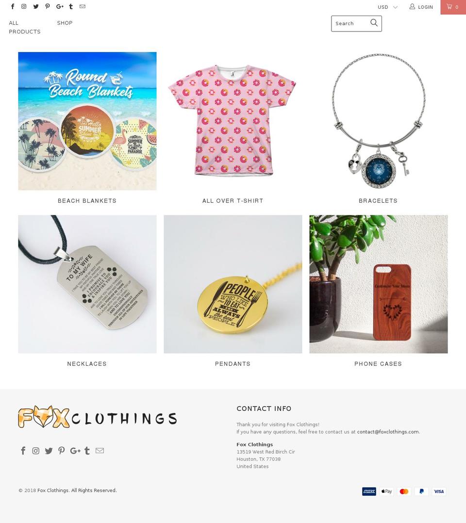 foxclothings.com — Shopify storefront screenshot