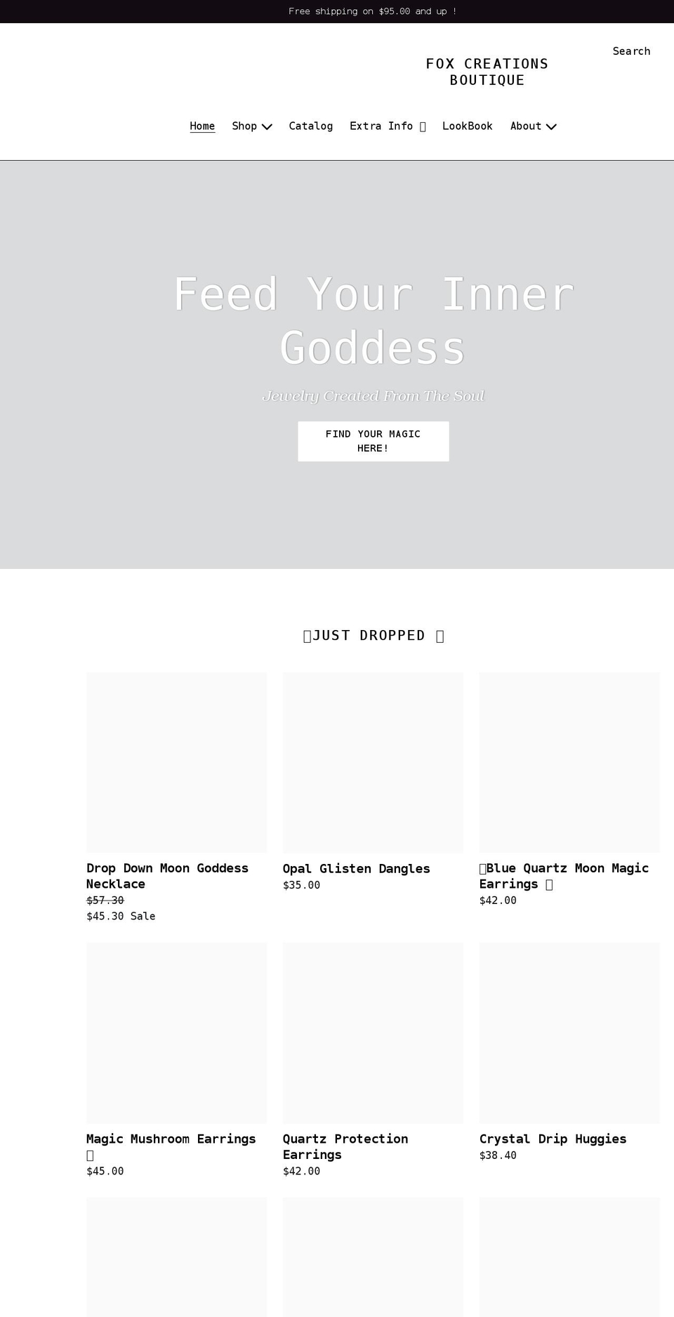 foxcreationsboutique.com shopify website screenshot