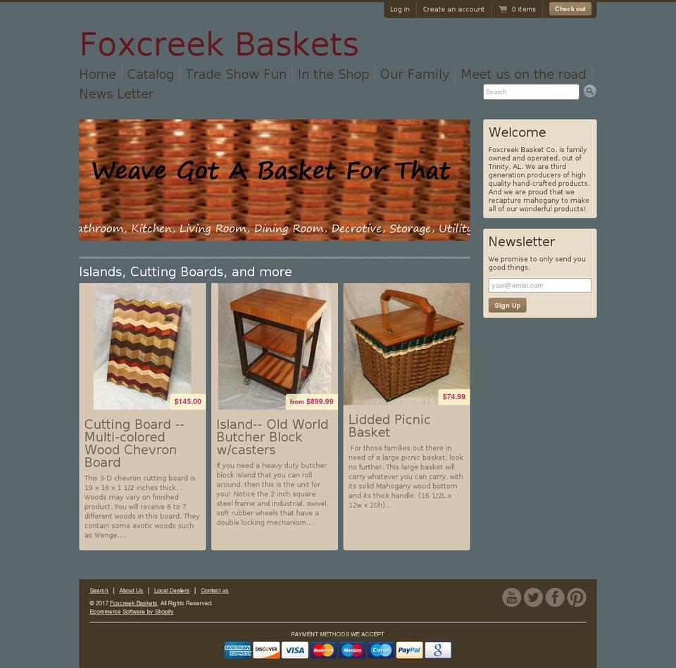 foxcreekbaskets.info shopify website screenshot