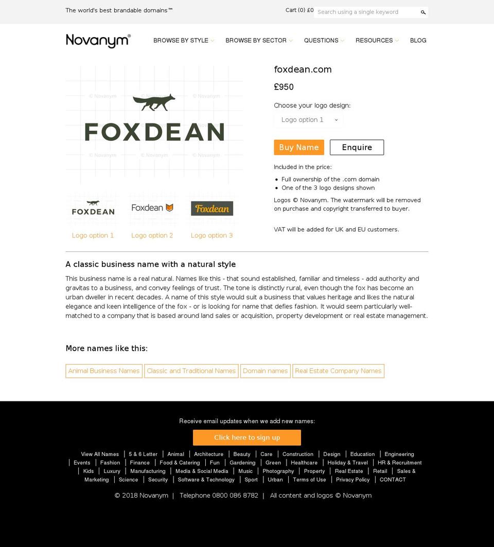 foxdean.com — Shopify storefront screenshot