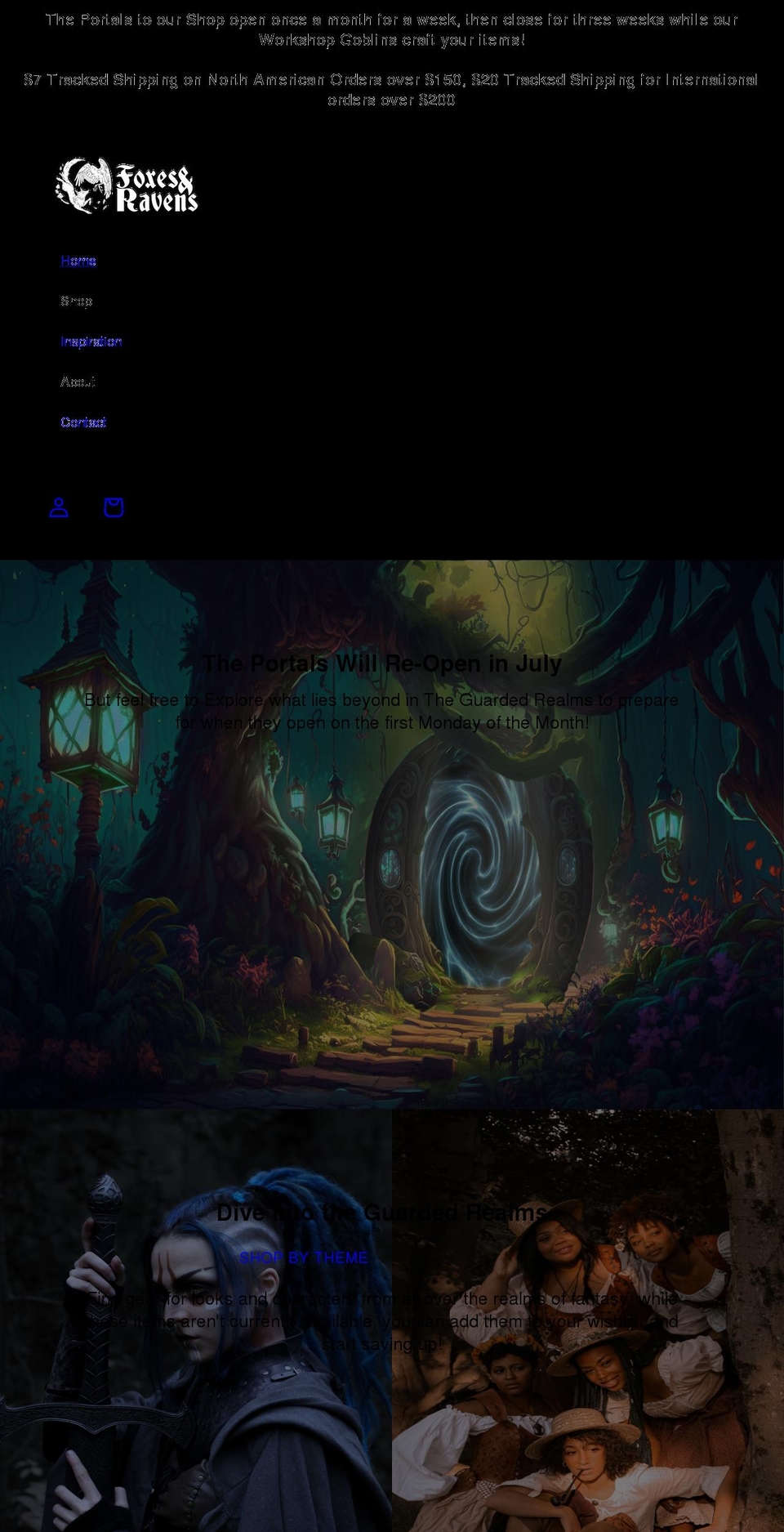 foxesandravens.com shopify website screenshot