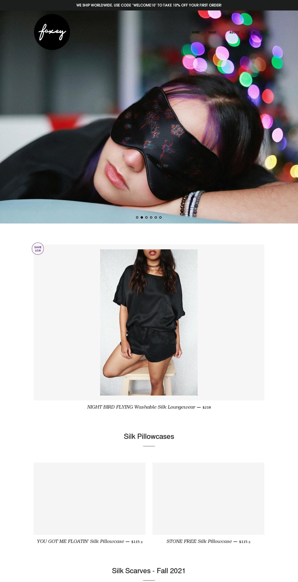 foxeysilks.com shopify website screenshot