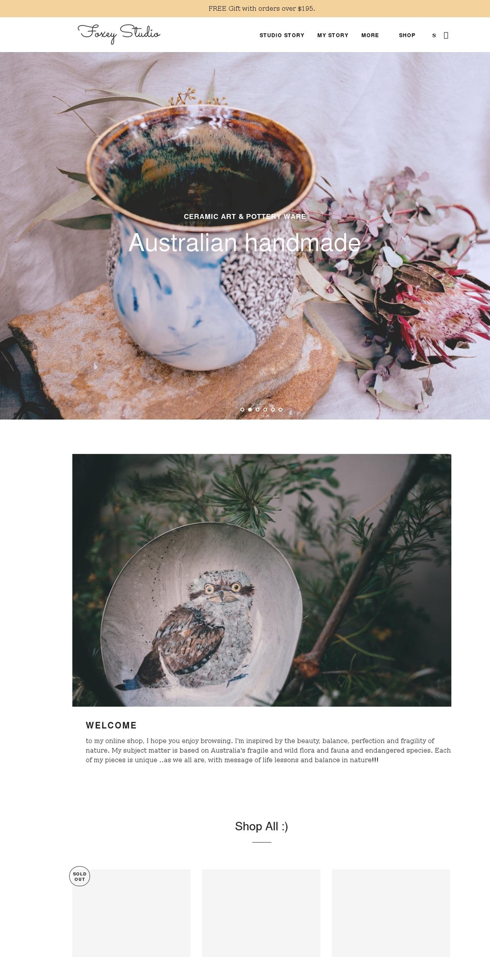 foxeystudio.com shopify website screenshot