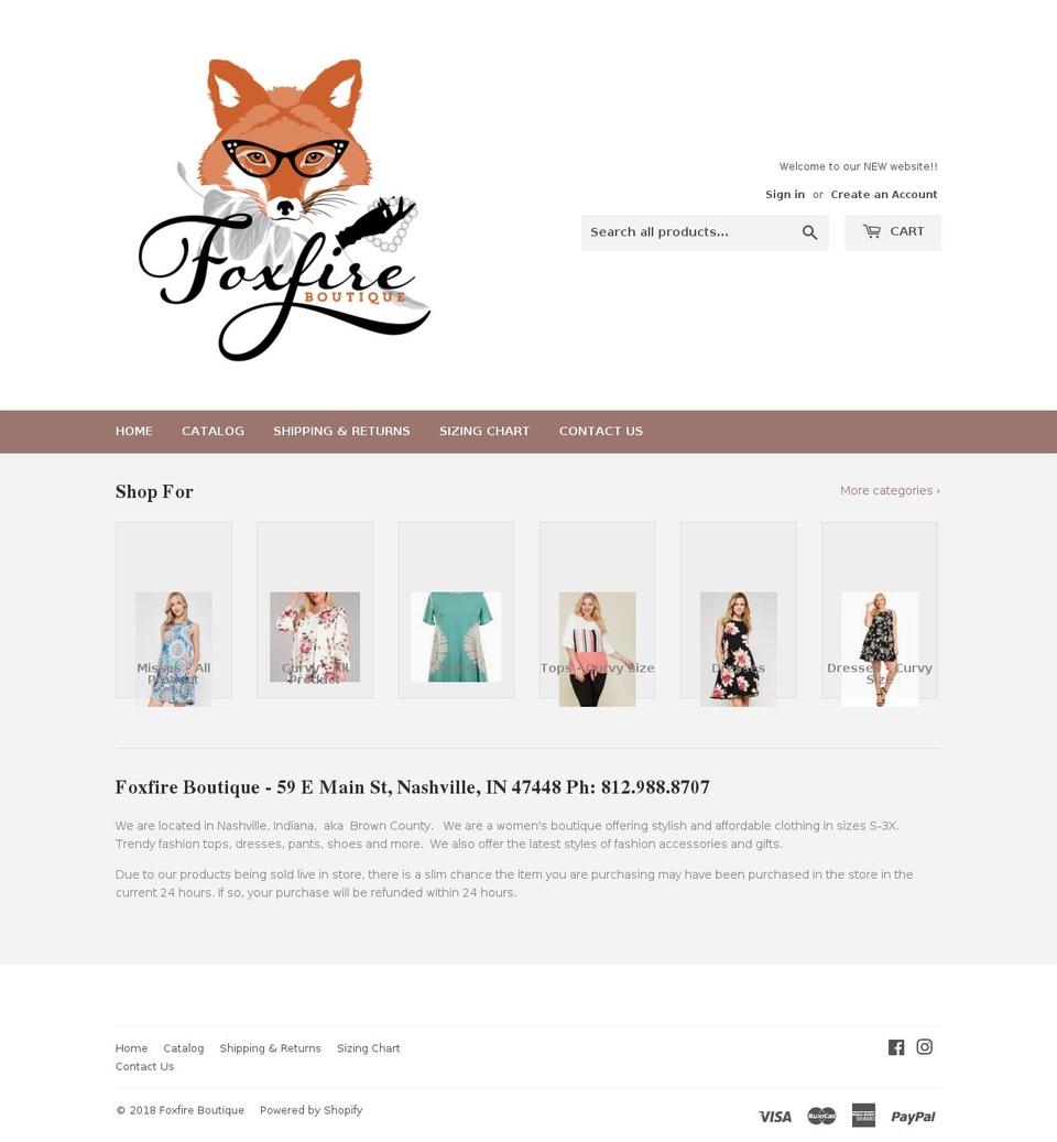 foxfireboutique.com — Shopify storefront screenshot