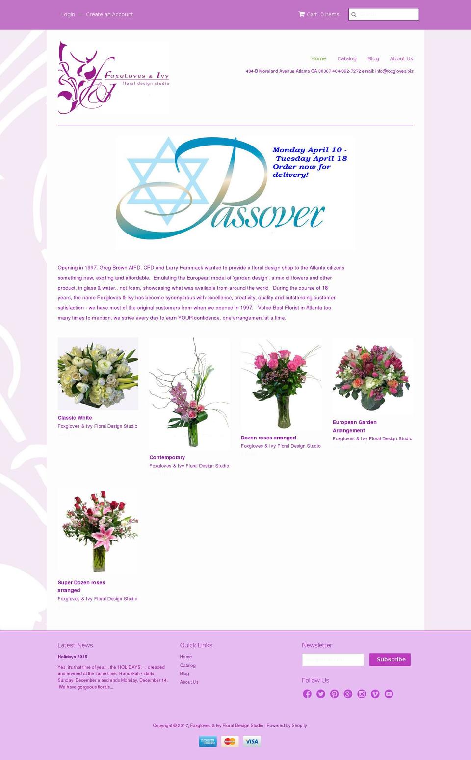 foxgloves.biz shopify website screenshot