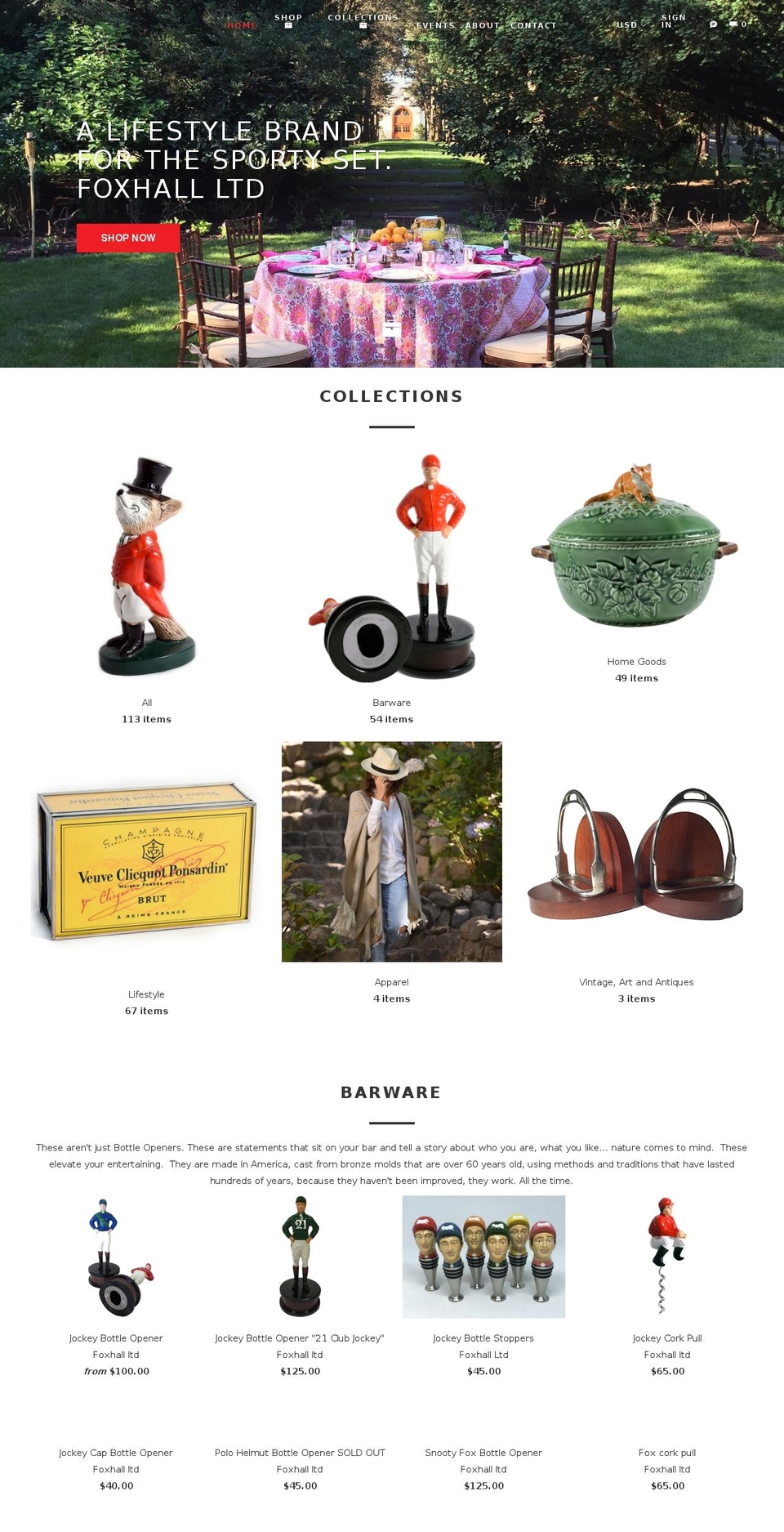 foxhallltd.com shopify website screenshot