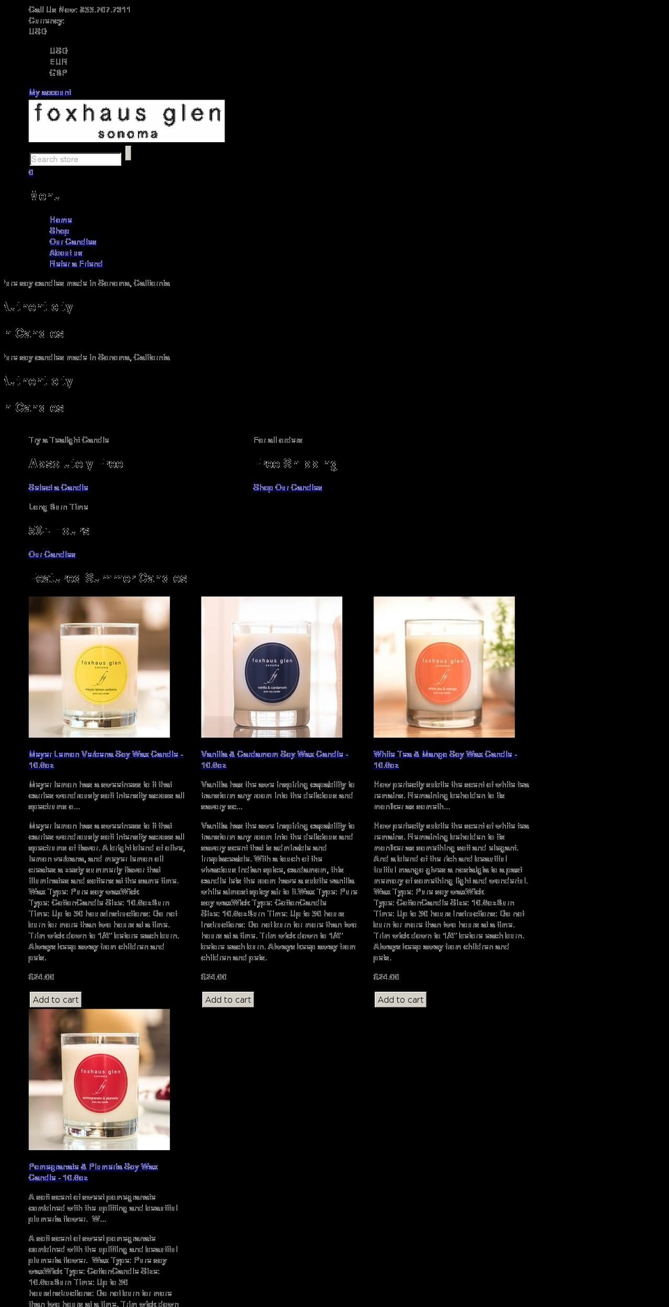 foxhausglen.com shopify website screenshot