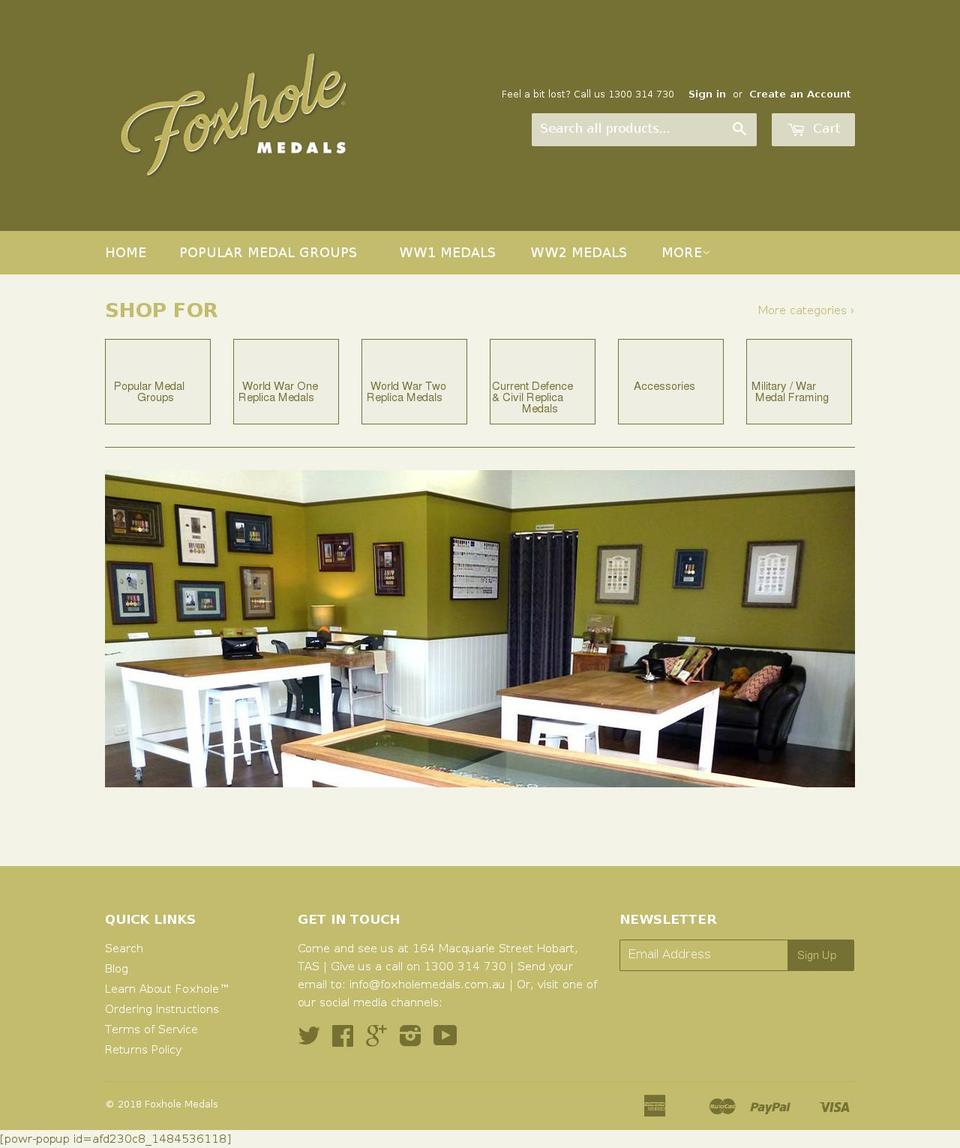 foxholemedals.com — Shopify storefront screenshot